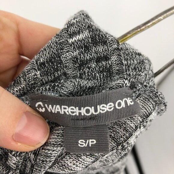 Warehouse one marled grey ribbed knit sleeveless turtleneck ruched sides - Picture 3 of 13